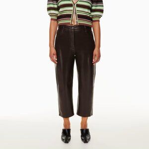 Wilfred~ Melina Mocha Brown Faux Leather High Waist Stretch Cropped Pants~size 8